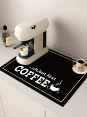 1pc,Coffee Machine Diatom Mud Drainage Pad, Soft Rubber Drain Pad, Non-Slip Super Absorbent And Wear-Resistant Dish-Washing Dry Pad, Placemat For Countertop Dining Kitchen Table Mat, Courtyard Table Decoration, Household Kitchen Supplies