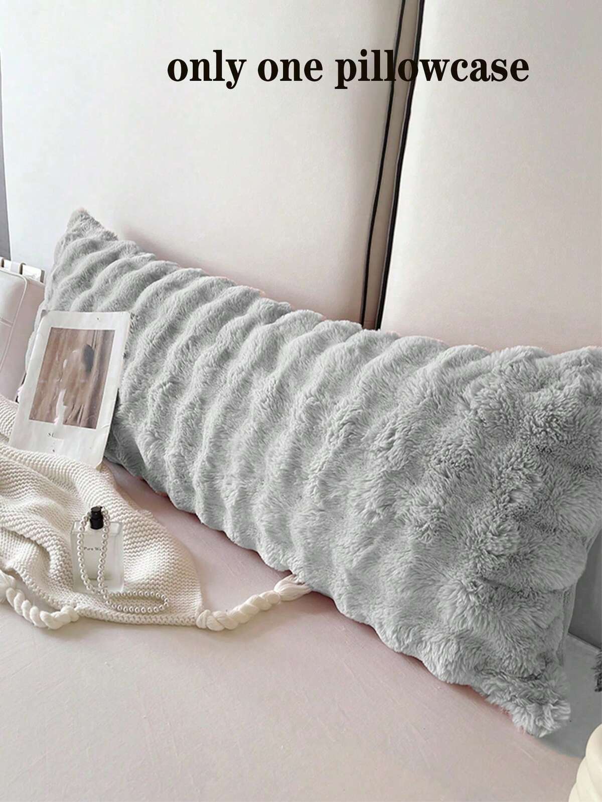 1pc Soft Plush Long Bolster Pillow Case, Super Soft Traditional Flannel, Suitable For Bedroom, Dorm, Sofa, All Seasons, Washable Without Filling