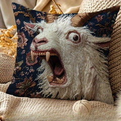 Funny Screaming Goat Pillowcase, 18x18 Inch Pillowcase, Abstract Modern Animal Print With Envelope Closure, Single-Sided Printed, Suitable For Porch, Patio, Farmhouse, Living Room, Sofa, Bed, Car, Room Decor, 2D Flat Printing, No Embroidery